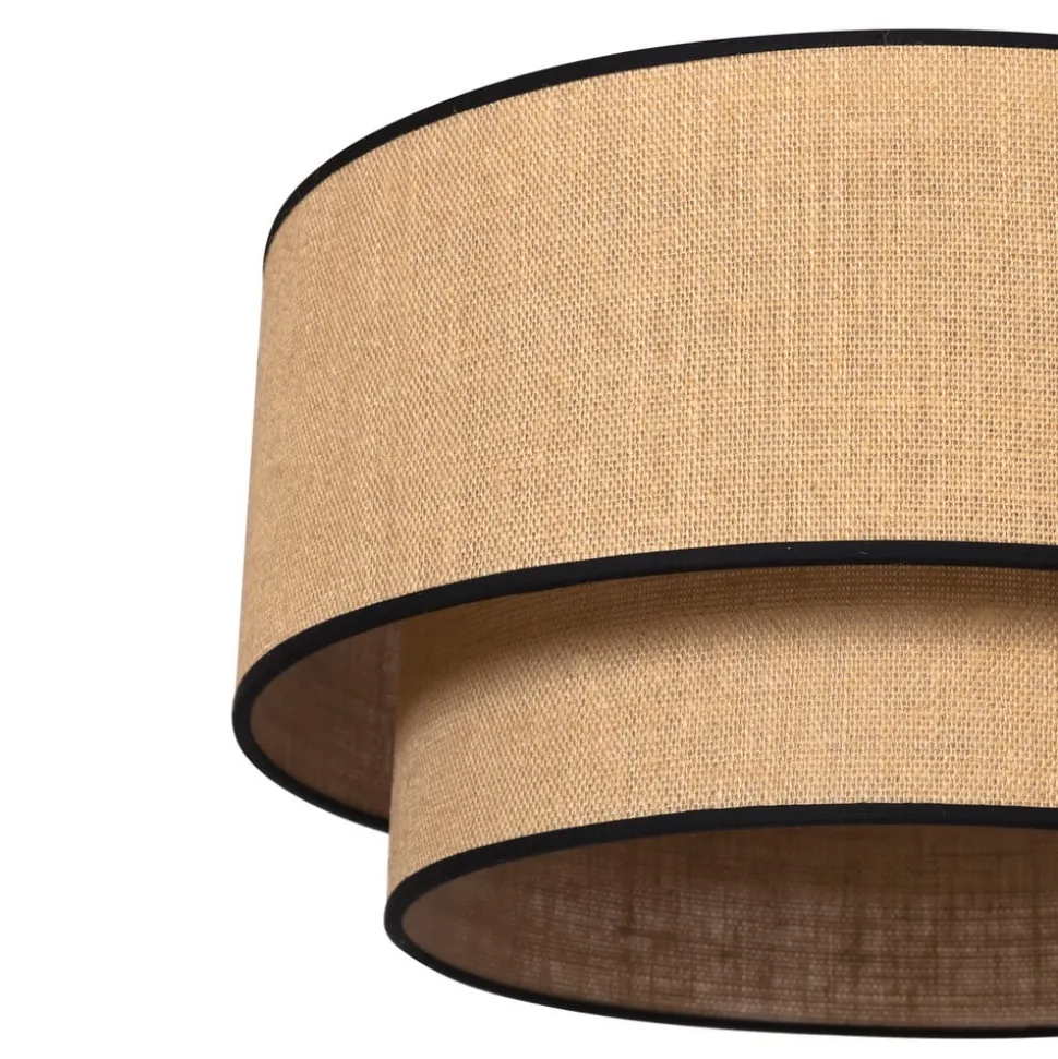 Euluna loftlampe Boho jute & sort, brun/sort, Ø60cm