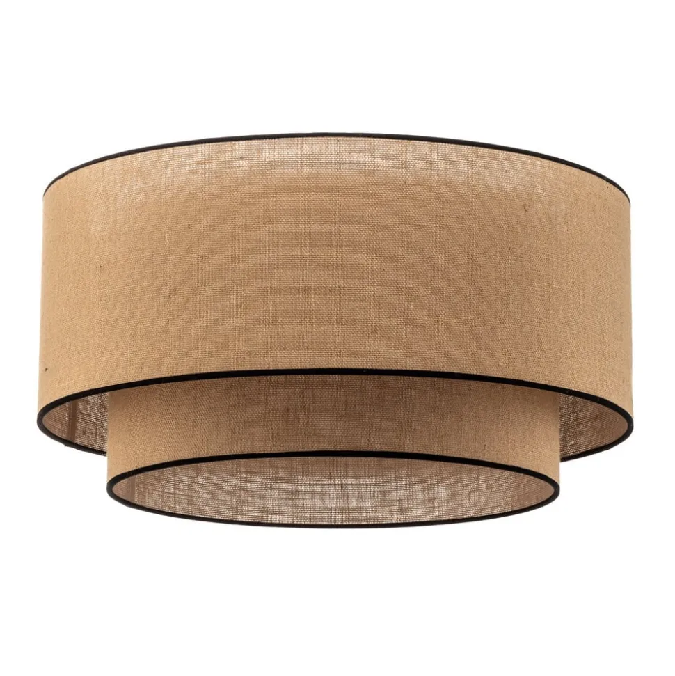 Euluna loftlampe Boho jute & sort, brun/sort, Ø60cm