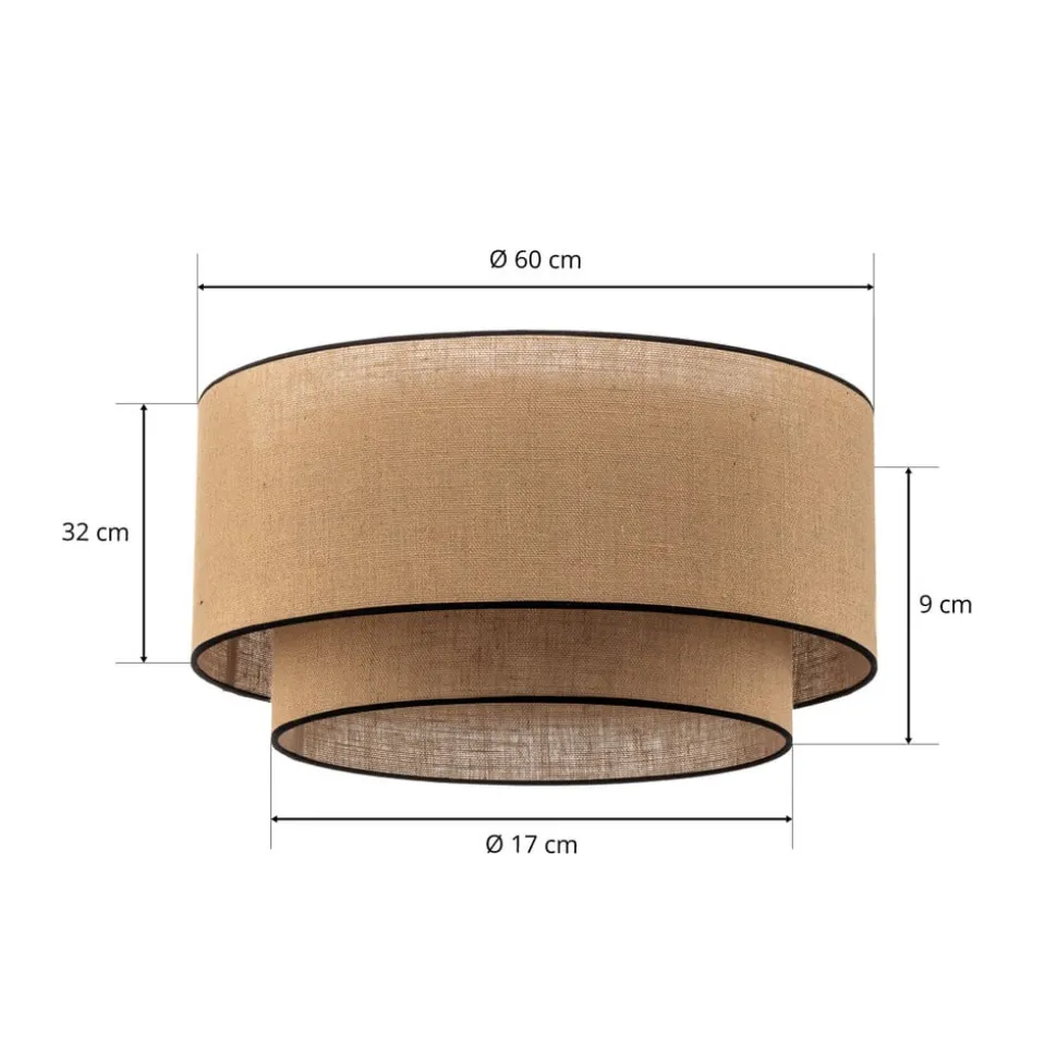 Euluna loftlampe Boho jute & sort, brun/sort, Ø60cm
