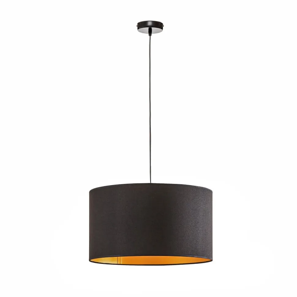 Euluna Roller hængelampe, sort/guld, Ø 45 cm