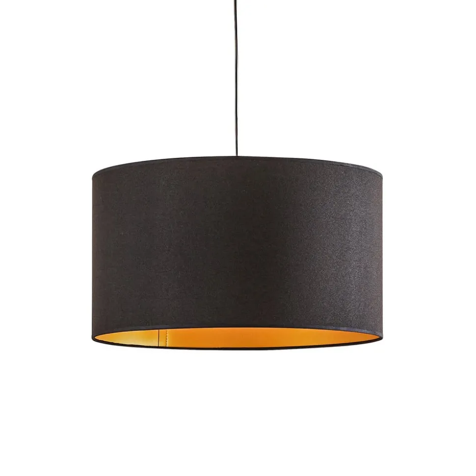 Euluna Roller hængelampe, sort/guld, Ø 45 cm