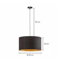 Euluna Roller hængelampe, sort/guld, Ø 45 cm