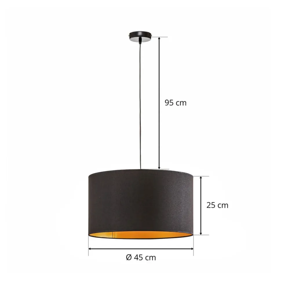 Euluna Roller hængelampe, sort/guld, Ø 45 cm