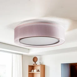 Euluna Tibu loftlampe, tekstil, Ø50cm, jordfarvet