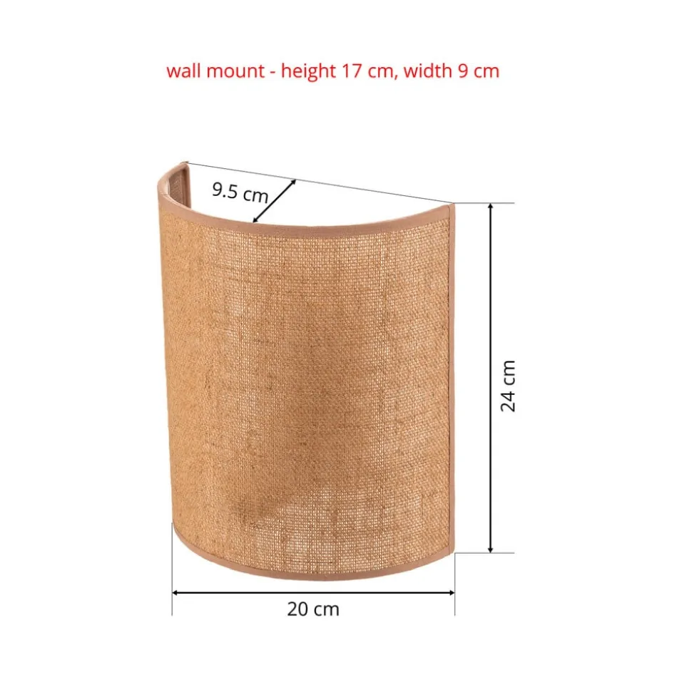 Euluna væglampe jute, brun, tekstil, 24 cm høj, E27