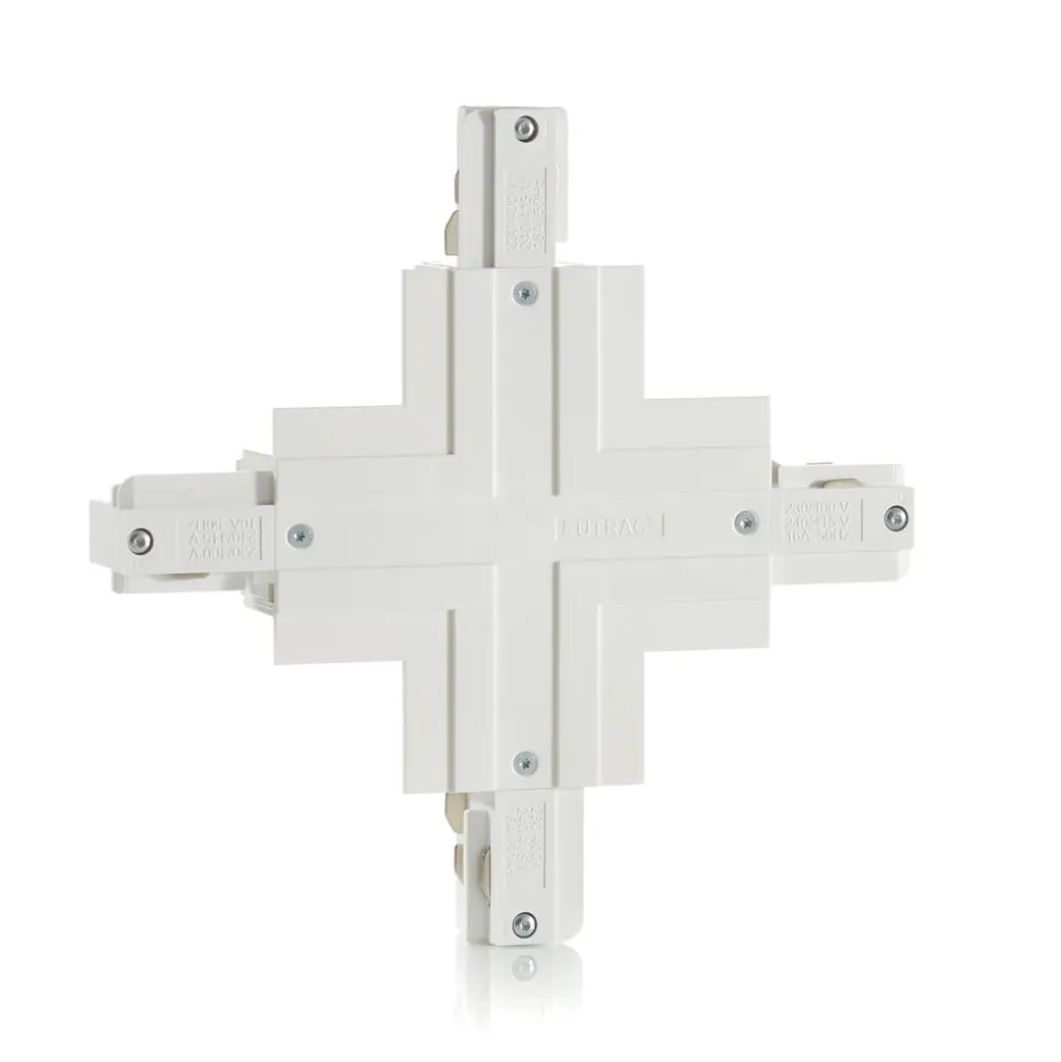 Eutrac X-stik 3-faset indbygningsskinne, hvid