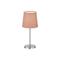 Eve bordlampe, hørskærm, nikkel/rosa