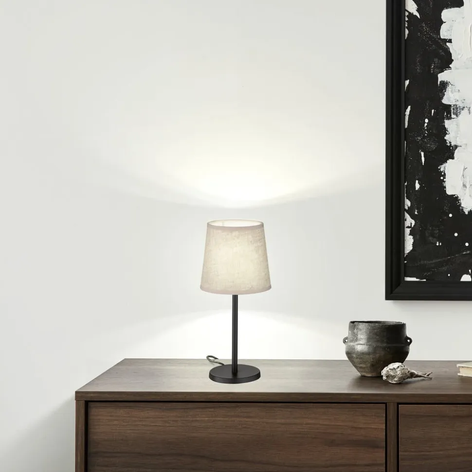 Eve bordlampe, hørskærm, sort/sand