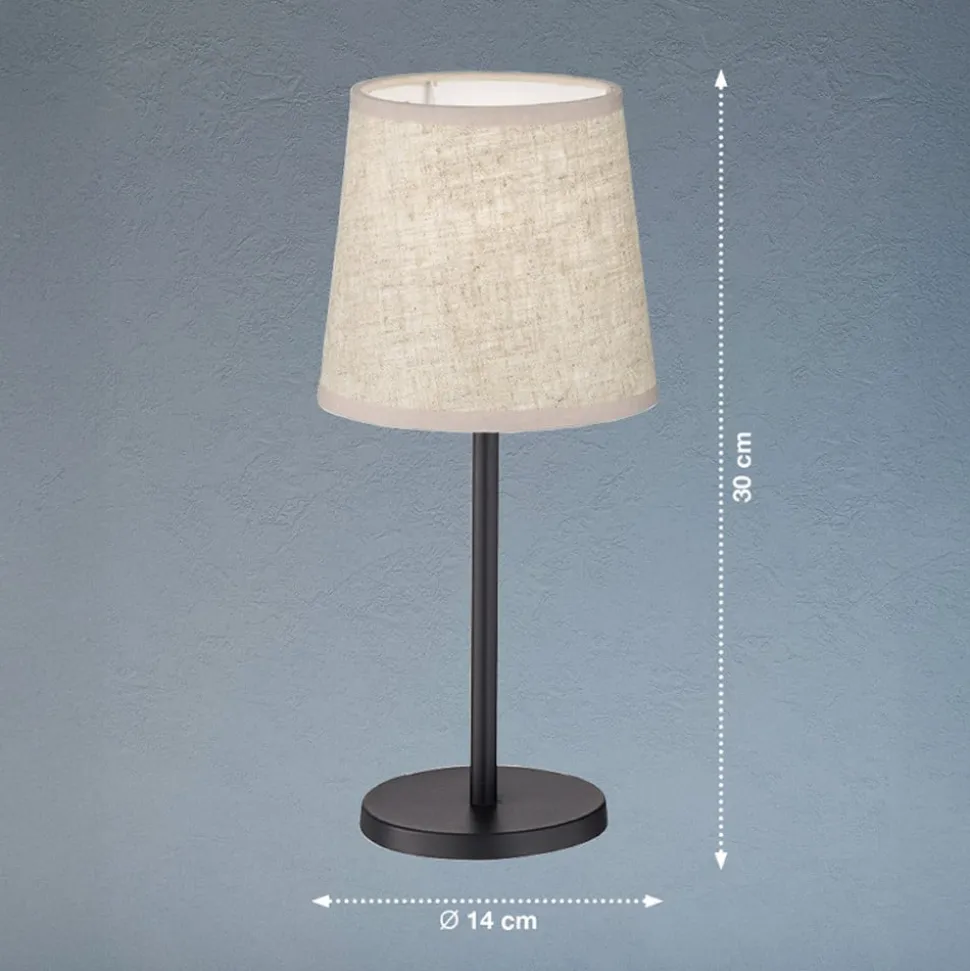 Eve bordlampe, hørskærm, sort/sand