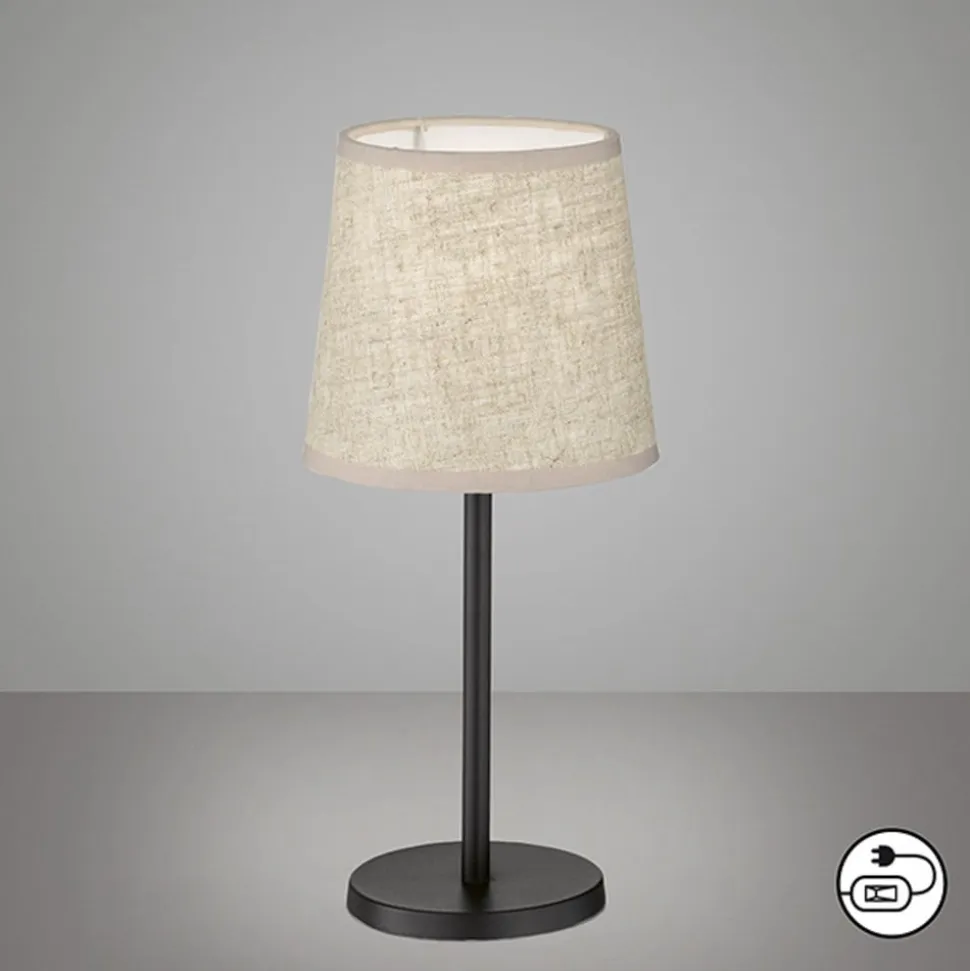 Eve bordlampe, hørskærm, sort/sand