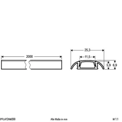 EVN APFLAT2 alu-profil, 200 cm U-profil, afrundet
