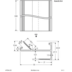 EVN APTBH alu-profil, loftsrettet, 100 cm alu