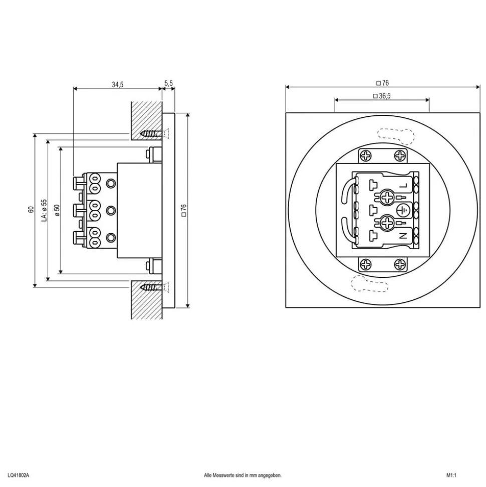 EVN LQ230 LED-vægindbygningslampe direkte antracit