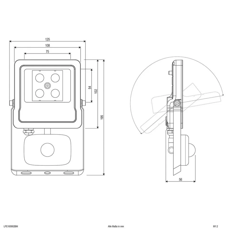 EVN Panthera udendørsspot sensor IP44 10 W 3.000 K