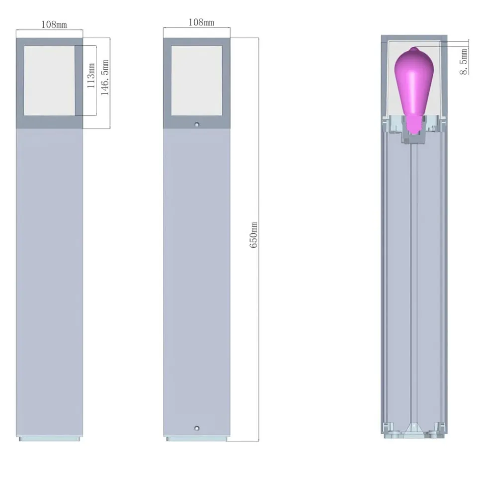 Facado II vejlampe, højde 65 cm, kantet, mørkegrå/opal