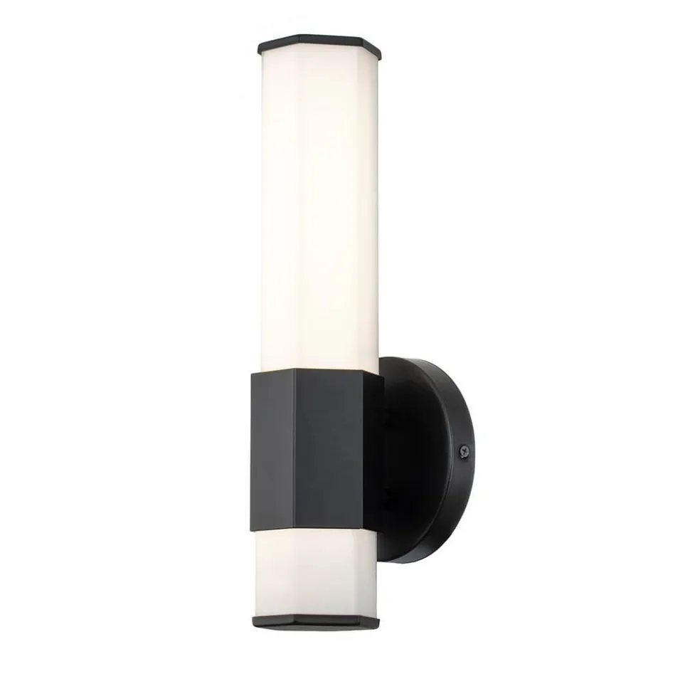 Facet Single LED-væglampe til bad, 3.000 K, sort