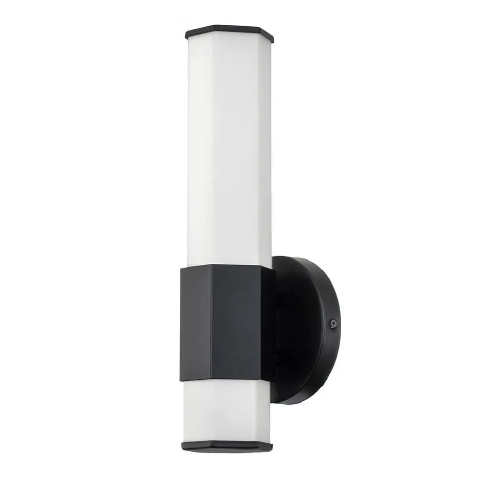 Facet Single LED-væglampe til bad, 3.000 K, sort