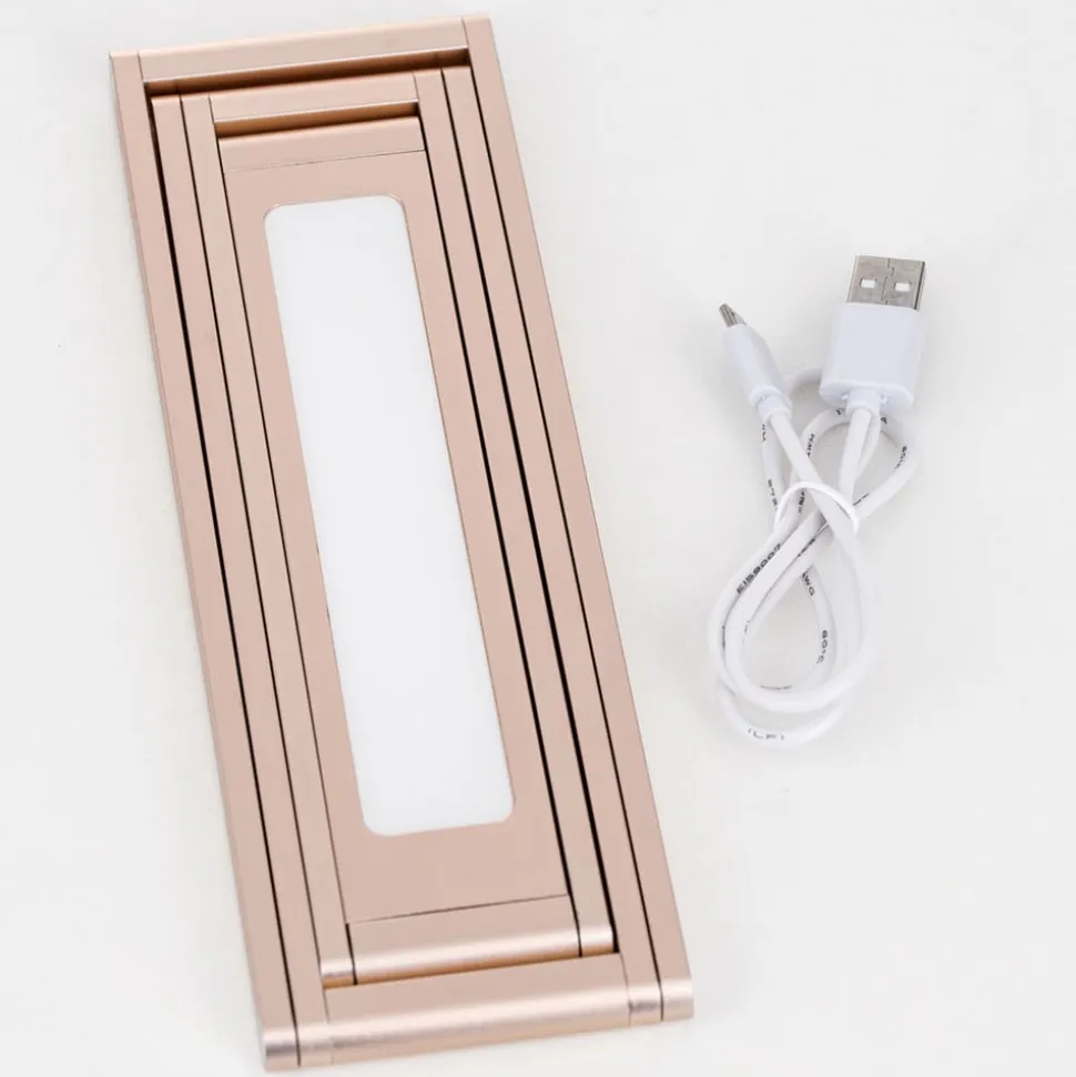 Falto LED genopladelig bordlampe, guldfarvet, aluminium, justerbar