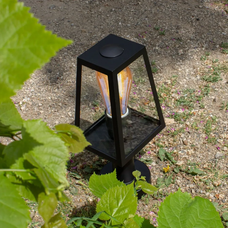 Fia sokkellampe i mat sort med klart glas