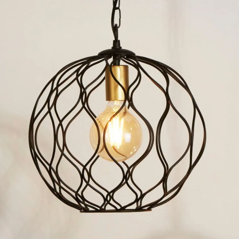 Finesse hængelampe, sort/guld, metal, Ø31,5 cm, E27