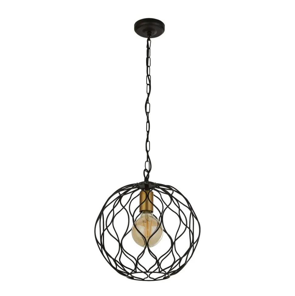Finesse hængelampe, sort/guld, metal, Ø31,5 cm, E27