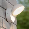 Finn LED-væglampe, hvid, metal, IP54, dag/nat-sensor