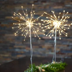 Firework 3D LED-dekolampe, sølvgrå, højde 50 cm