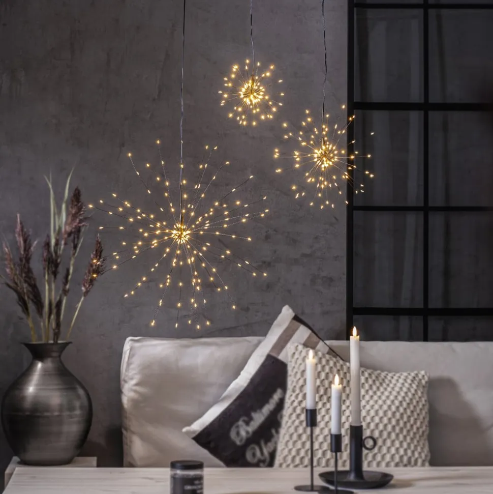 Firework LED-hængelampe, sort, metal, Ø 26 cm, stik