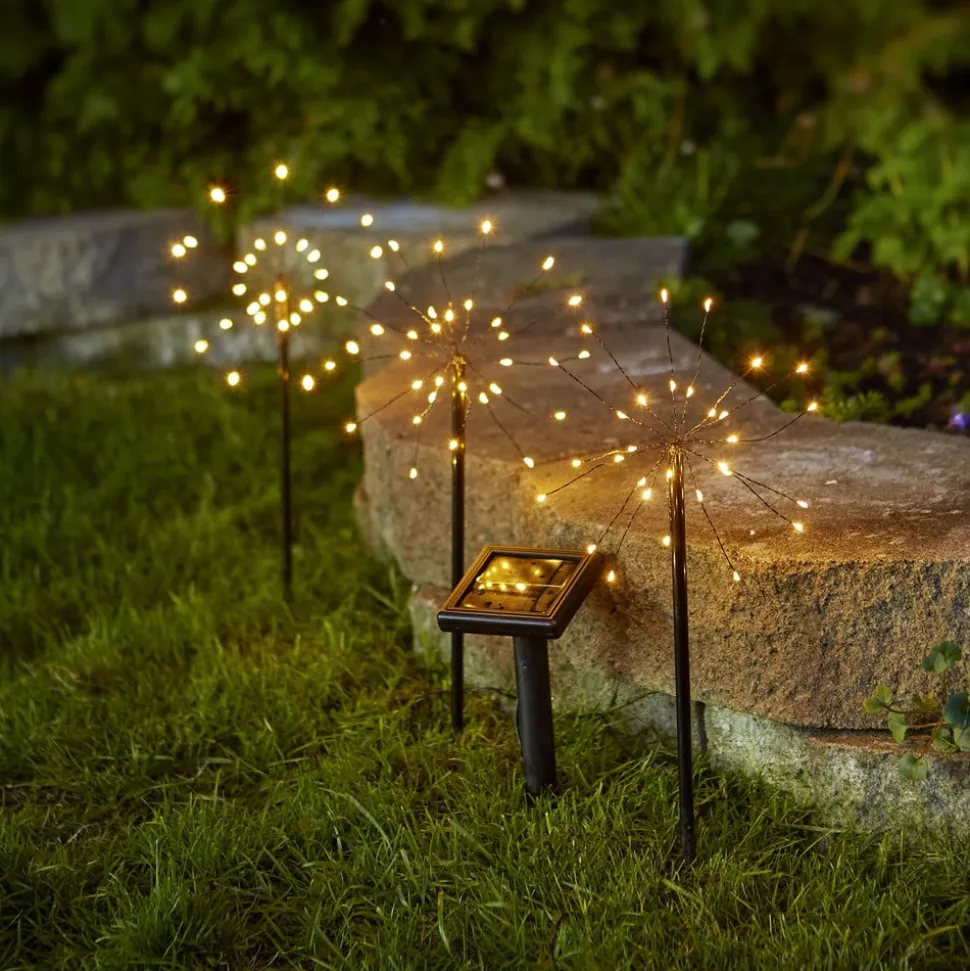 Firework LED-solcellelampe i sæt med jordspyd