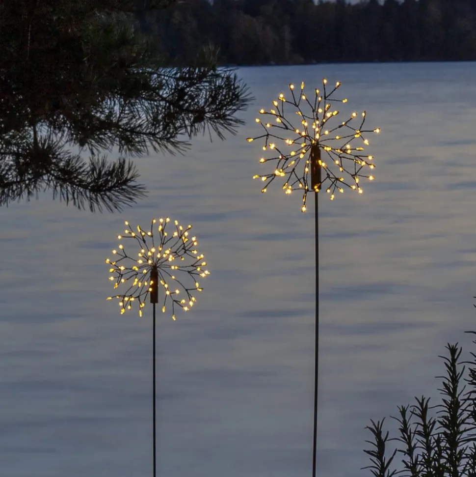 Firework LED-solcellelampe med jordspyd, 85 cm