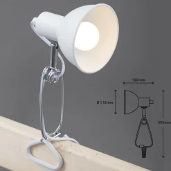 Fix-klemmelampe, metalskærm, hvid