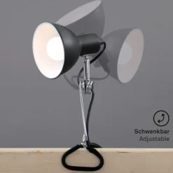 Fix-klemmelampe, metalskærm, sort