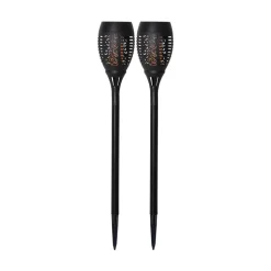 Flame solcelle LED-lampe m. jordspyd, sæt m. 2 stk