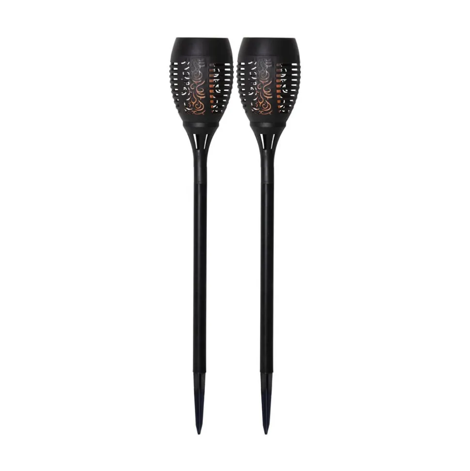 Flame solcelle LED-lampe m. jordspyd, sæt m. 2 stk