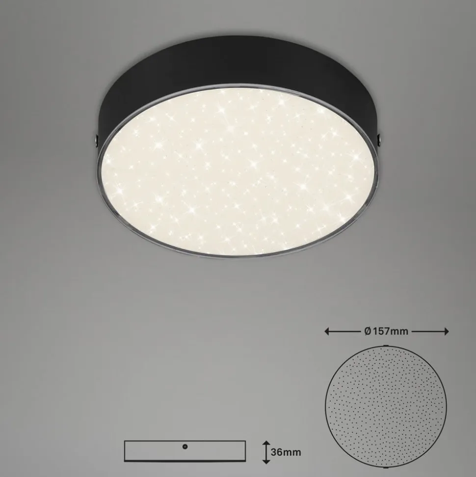 Flame Star LED-loftslampe, Ø 15,7 cm, sort
