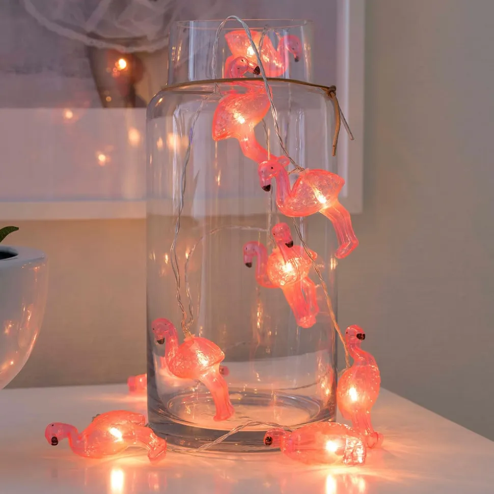 Flamingos LED-lyskæde, batteridrevet