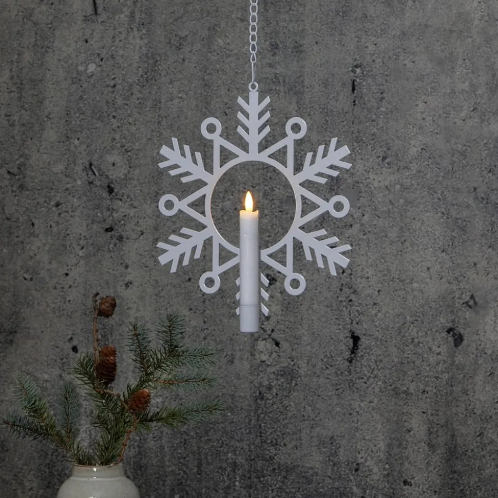 Flamme Snow LED-dekorationslampe med vokslys