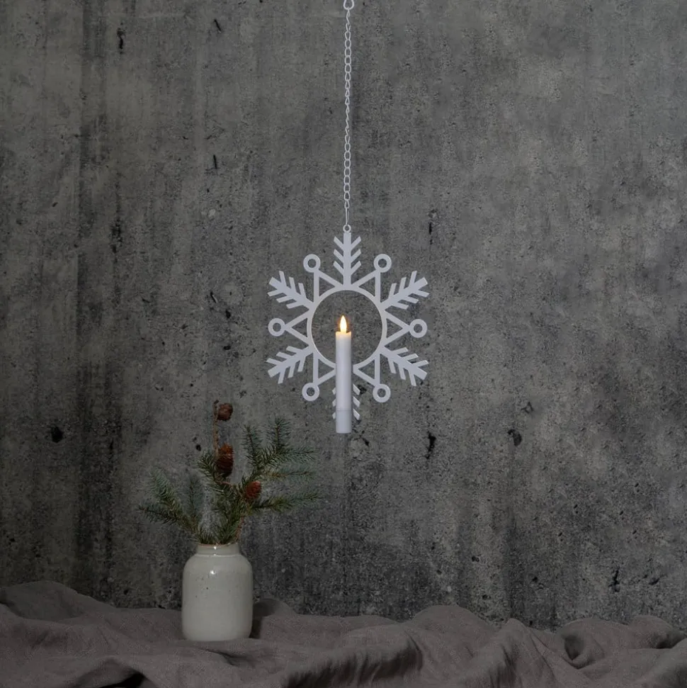 Flamme Snow LED-dekorationslampe med vokslys