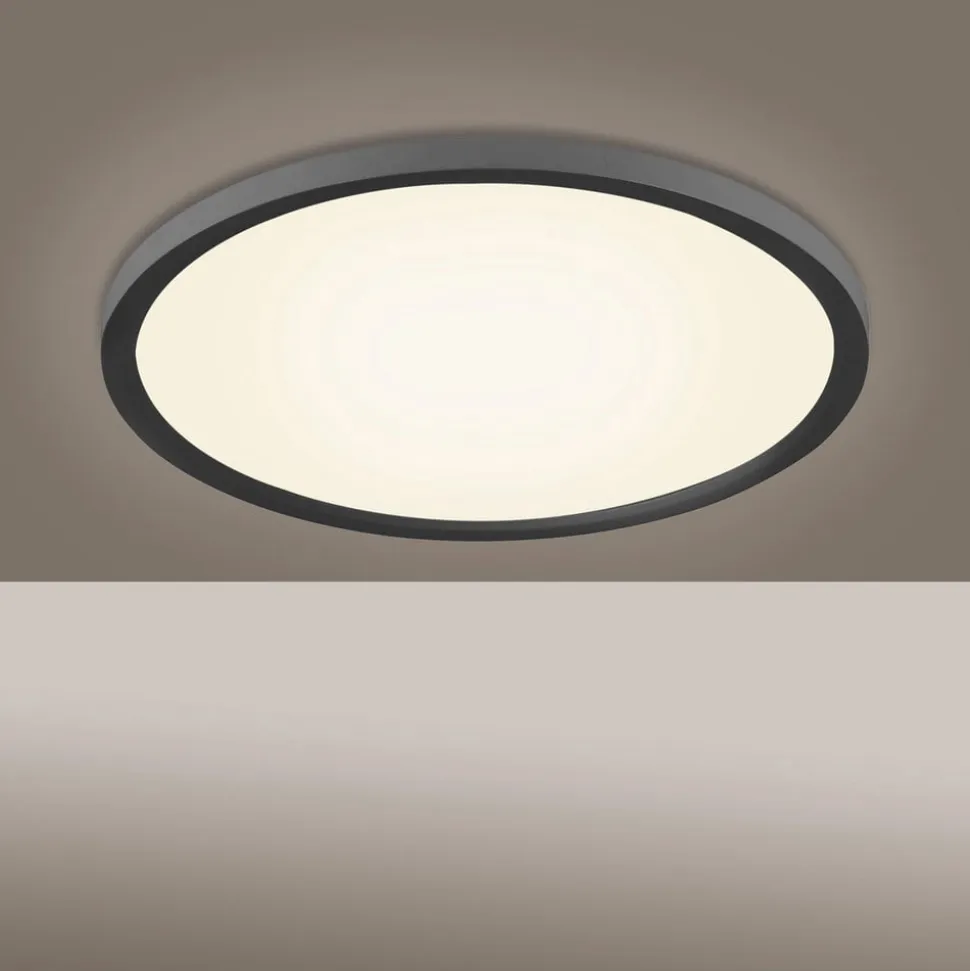 Flat LED-loftlampe CCT, Ø 40 cm, sort