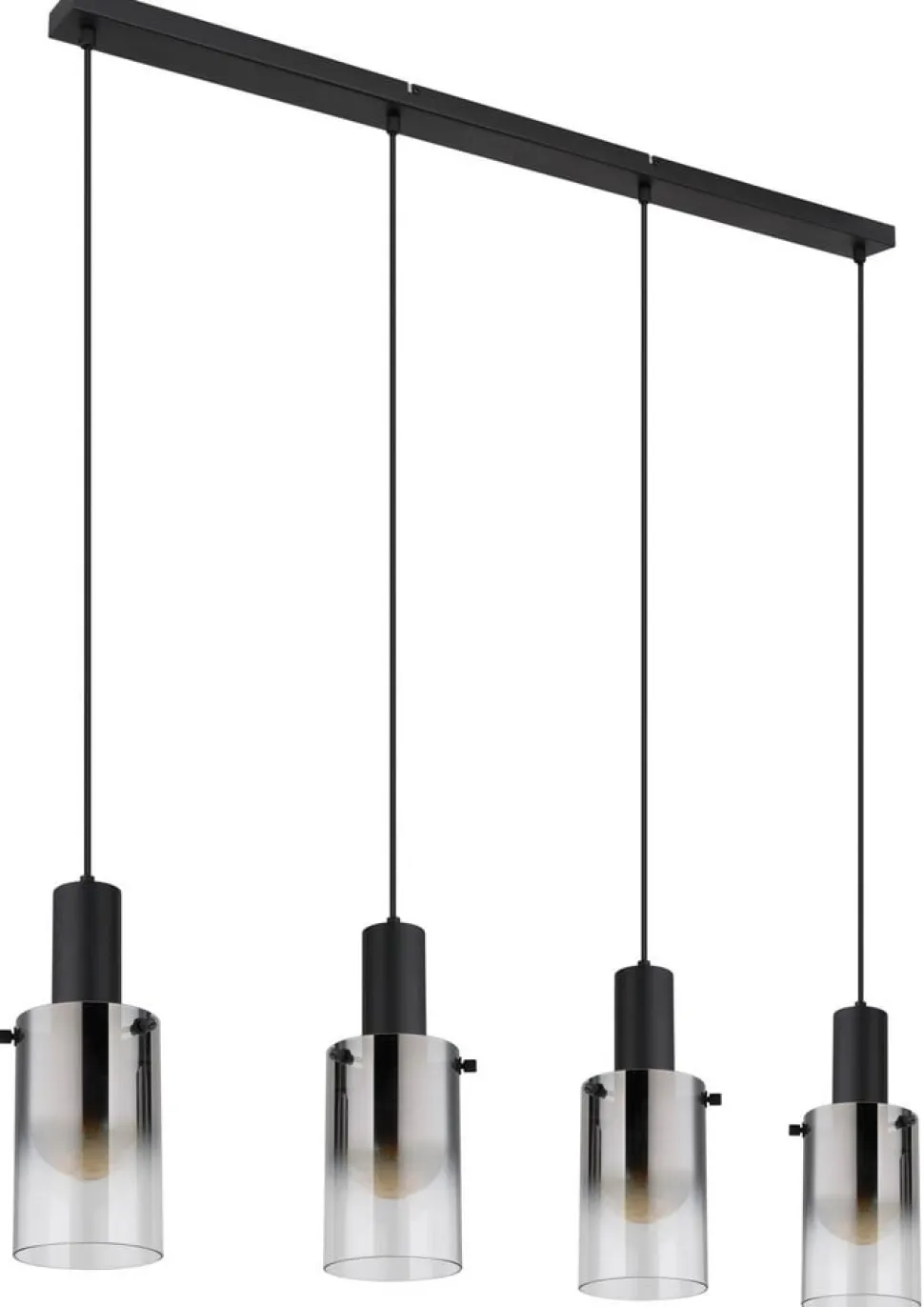 Florentina hængelampe, længde 103 cm, røggrå, glas, 4 lyskilder.