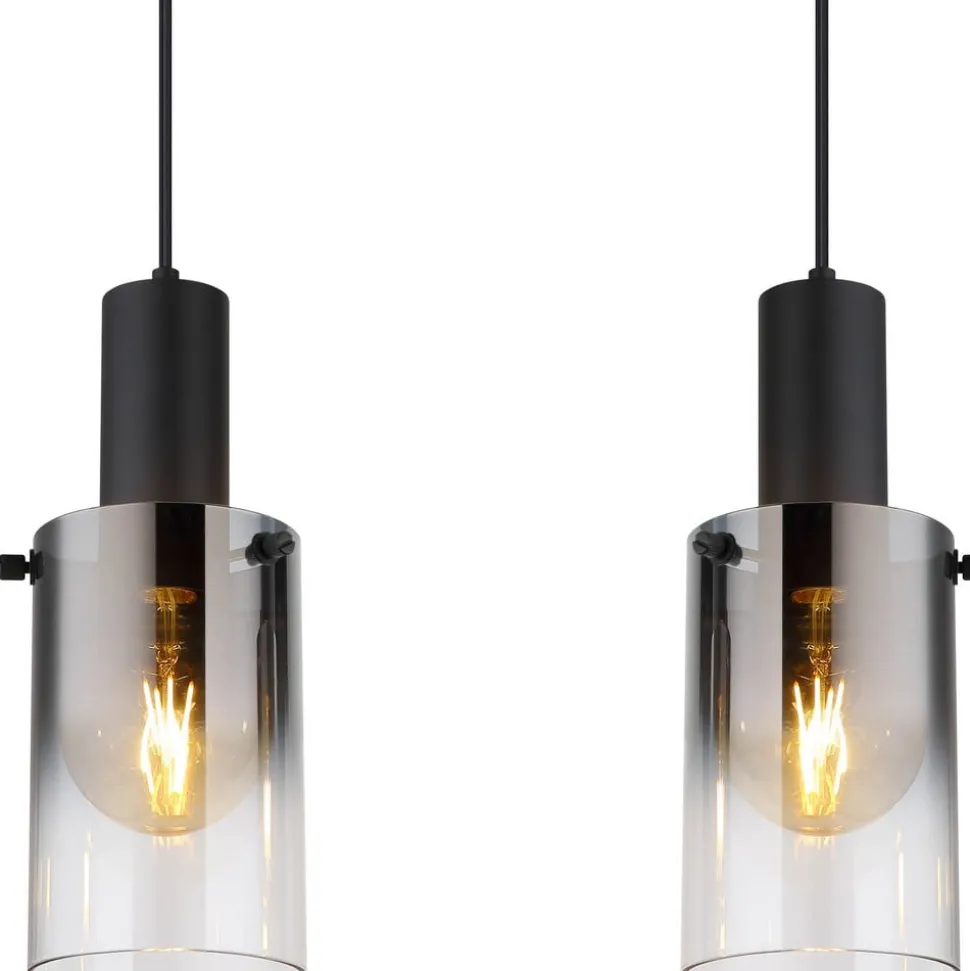 Florentina hængelampe, længde 103 cm, røggrå, glas, 4 lyskilder.