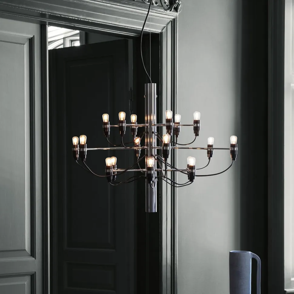 FLOS 2097/18 LED-lysekrone, frostet, krom