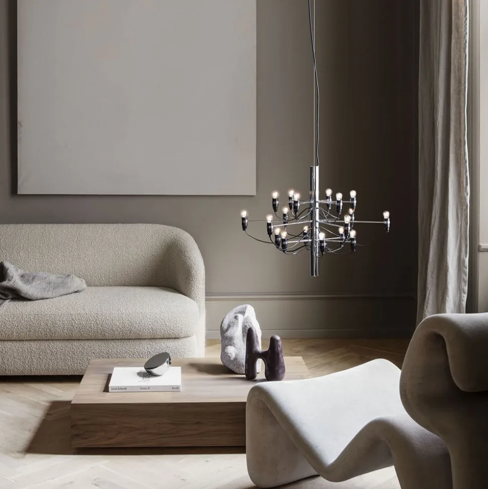 FLOS 2097/18 LED-lysekrone, frostet, krom