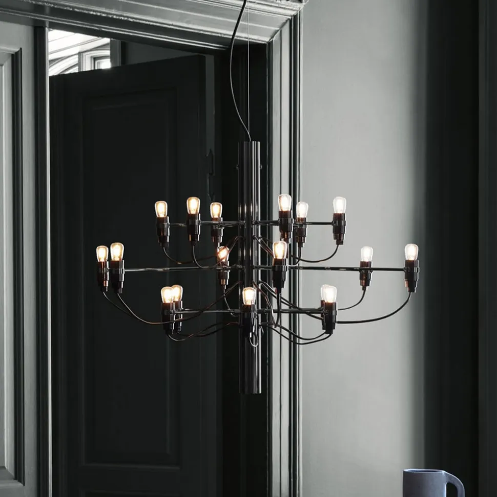 FLOS 2097/18 LED-lysekrone, matteret, sort