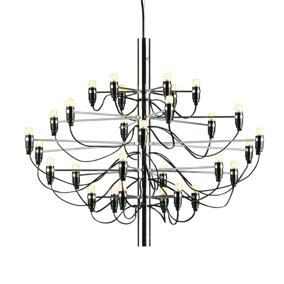 FLOS 2097/30 lysekrone med 30 lys, krom, frostet