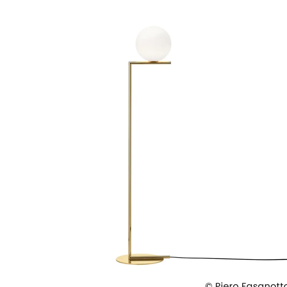 FLOS gulvlampe IC F1 10th Anniversary, guldbelagt, dæmpbar