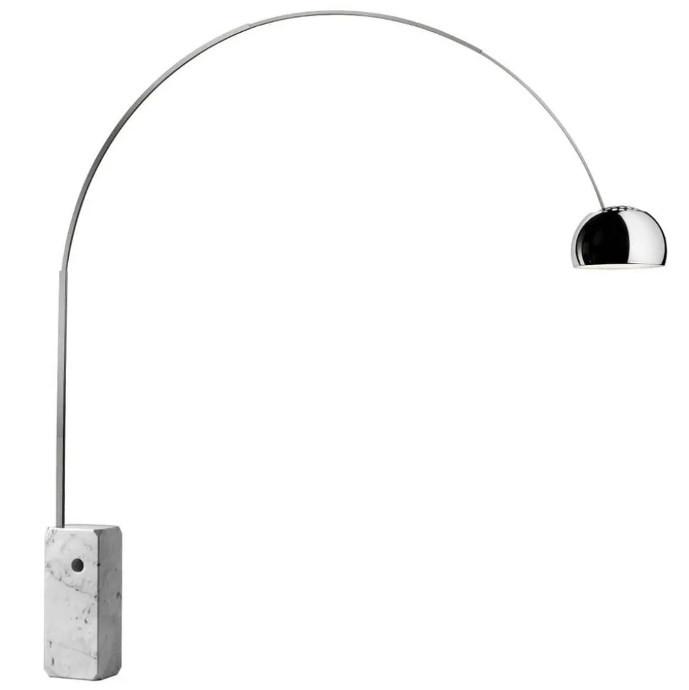 FLOS LED-bue-gulvlampe Arco, krom, højde 240 cm