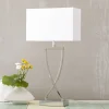 Flot tekstil-bordlampe Anni, krom/hvid