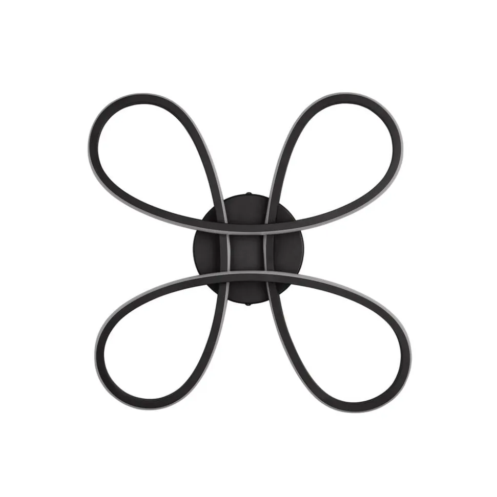 Fly LED-loftslampe, mat sort, 3.000 K, 40 cm x 40 cm
