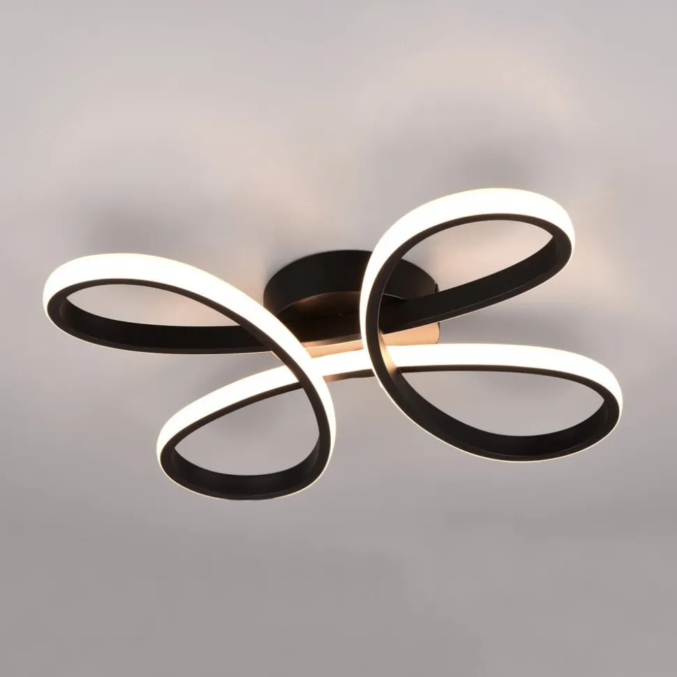 Fly LED-loftslampe, mat sort, 3.000 K, 40 cm x 40 cm
